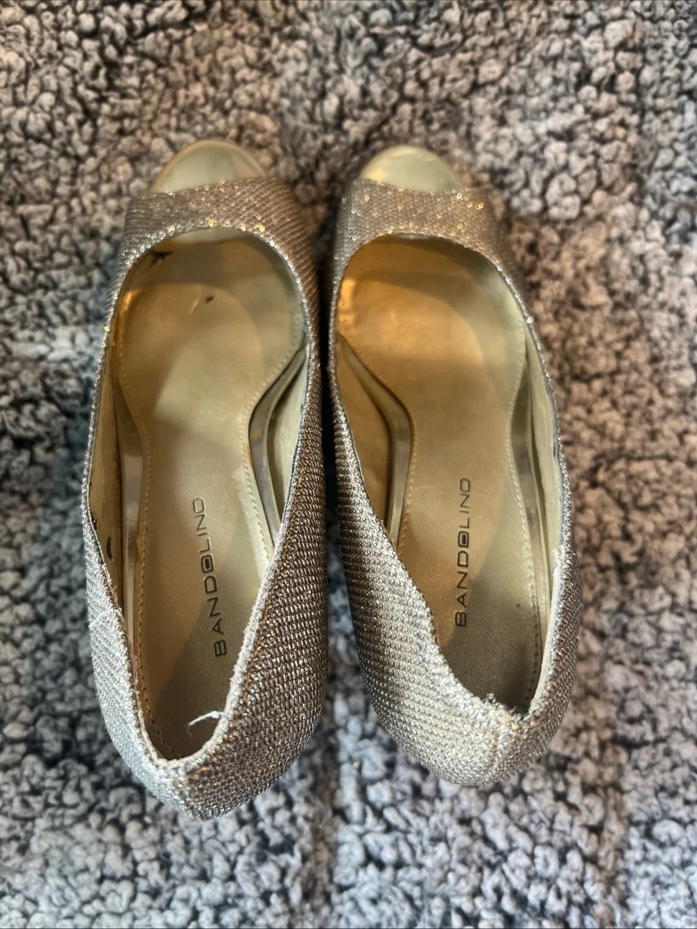 Glitter Peep-Toe Heels in Gold